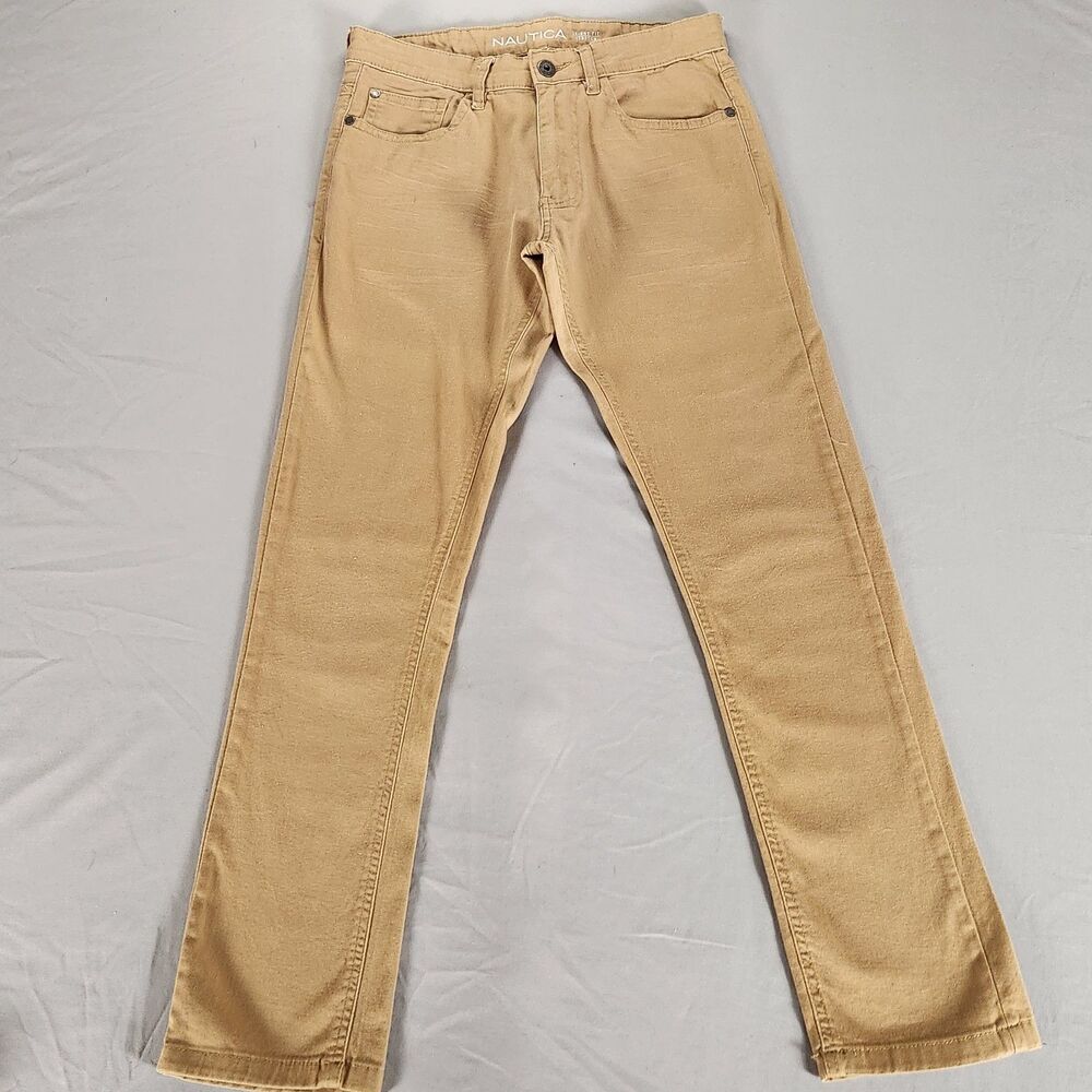Nautica Skinny Fit Stretch Jeans Tan Khaki Womens Size 12 Cotton Blend
